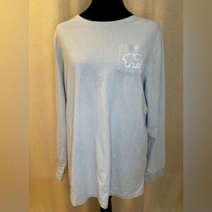 Ivory Ella Long Sleeve Pocket Tee Light Blue Size L